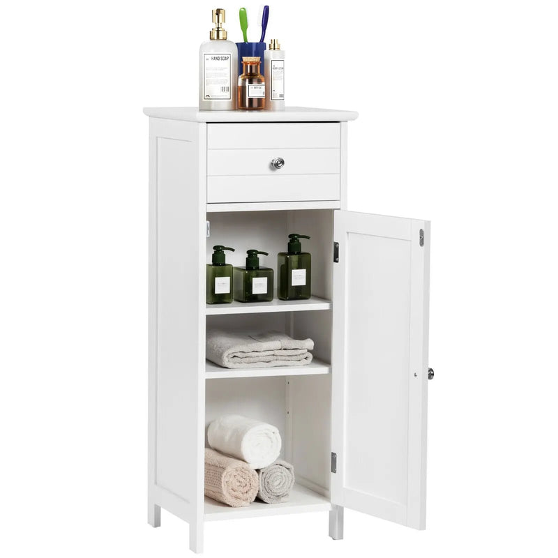 Wooden Bathroom Floor Storage Cabinet with Drawer and Shelf by DirectDeals
