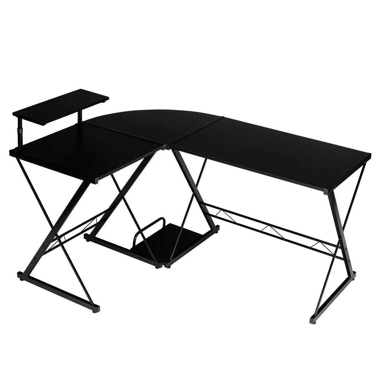 L-Shaped Desk Reversible Corner Computer Desk with Movable Shelf and CPU Stand by DirectDeals