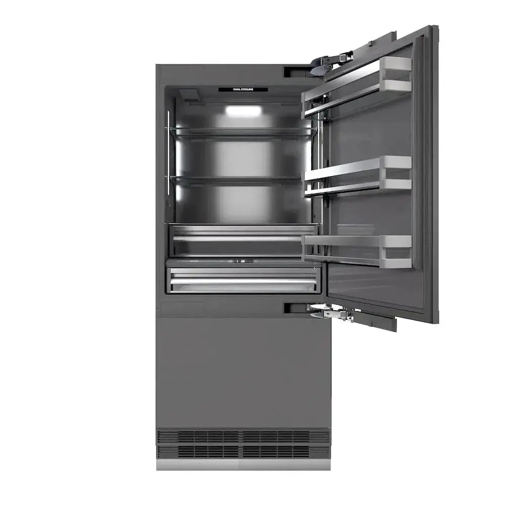 ZLINE 36" Panel Ready Built-In Bottom Freezer Refrigerator,Water Dispenser, Ice Maker,Graphite Gray GRBIT-36 by Farmhouse Kitchen and Bath