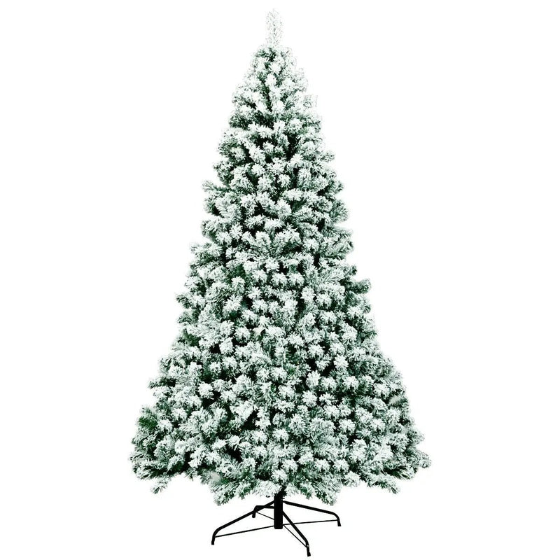 7.5 Feet Pre-Lit Premium Snow Flocked Hinged Artificial Christmas Tree with 550 Lights by DirectDeals
