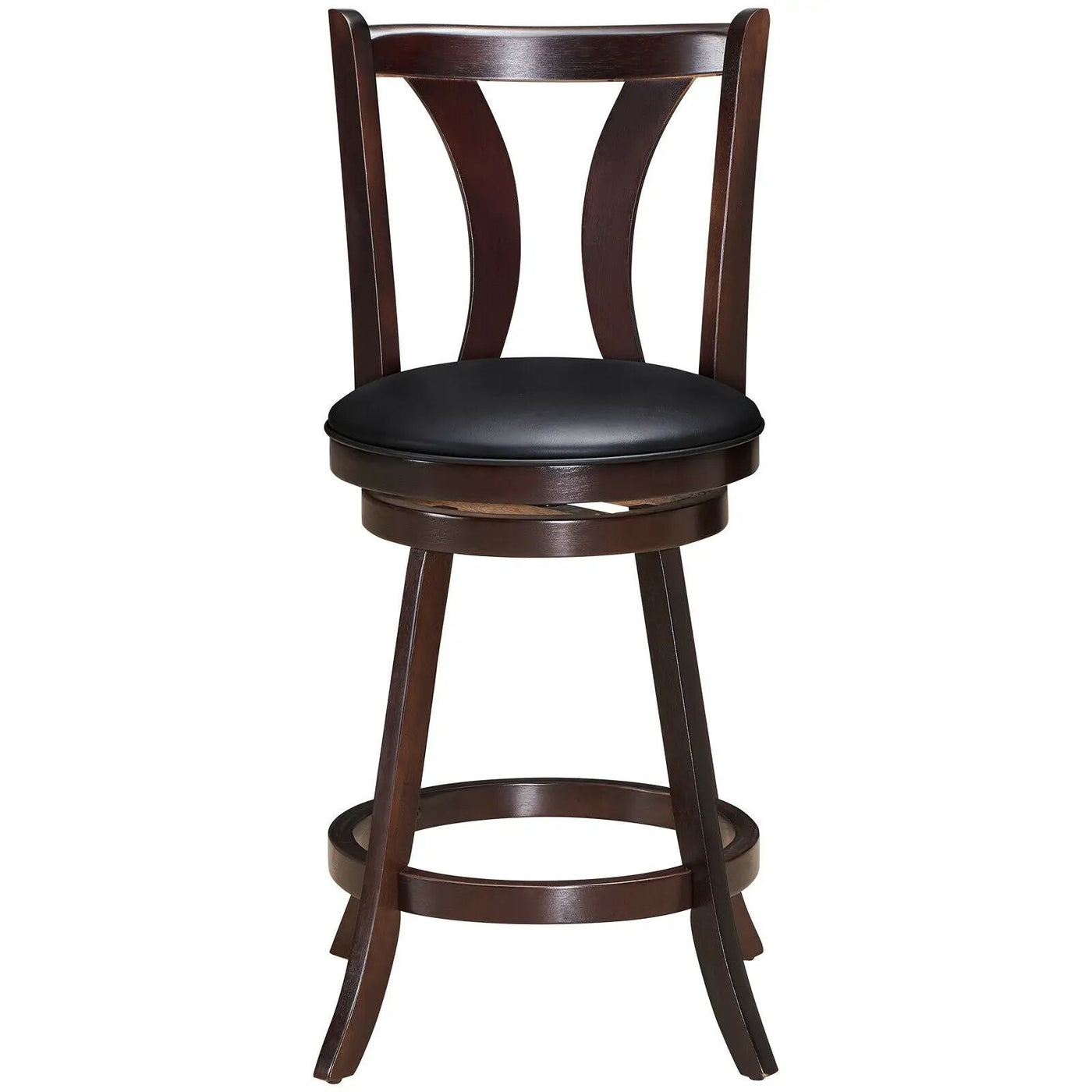 Set of 2 Swivel Bar stool 24 Inch Counter Height Leather Padded Dining Kitchen Chair by DirectDeals