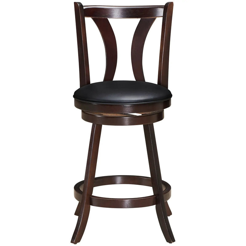 Set of 2 Swivel Bar stool 24 Inch Counter Height Leather Padded Dining Kitchen Chair by DirectDeals