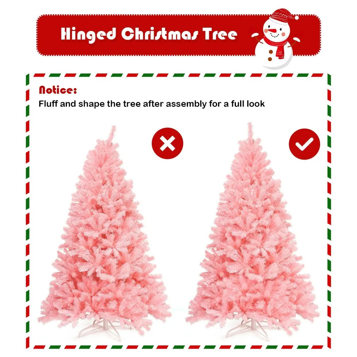 6 Feet Pink Artificial Hinged Spruce Full Christmas Tree with Foldable Metal Stand by DirectDeals