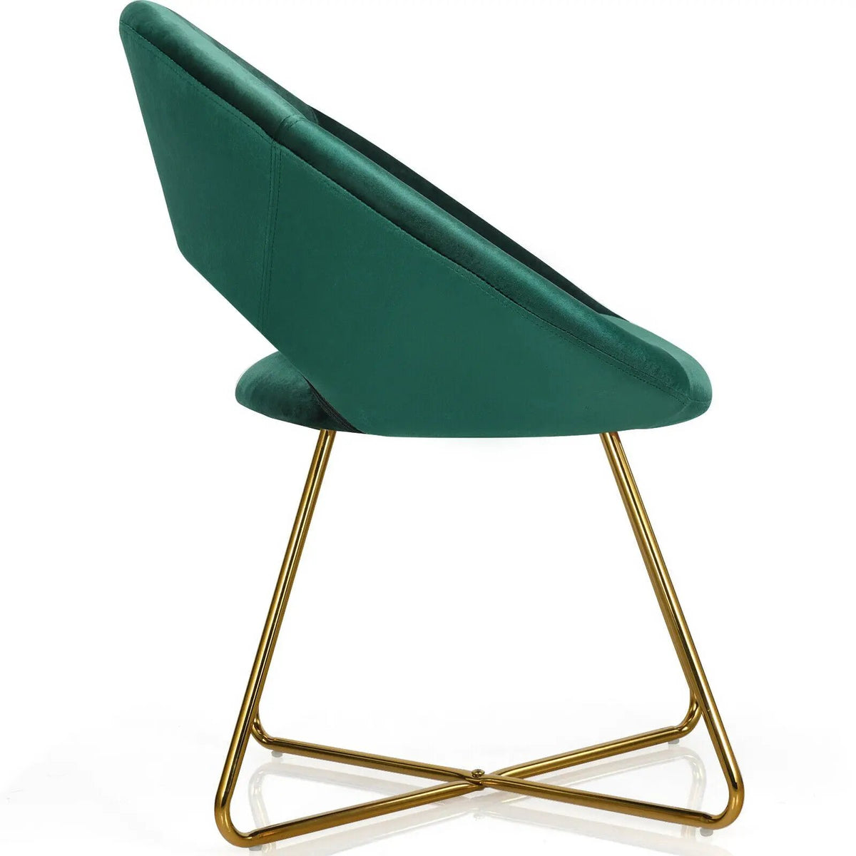 Modern Accent Velvet Dining Arm Chair with Golden Metal Legs and Soft Cushion by DirectDeals