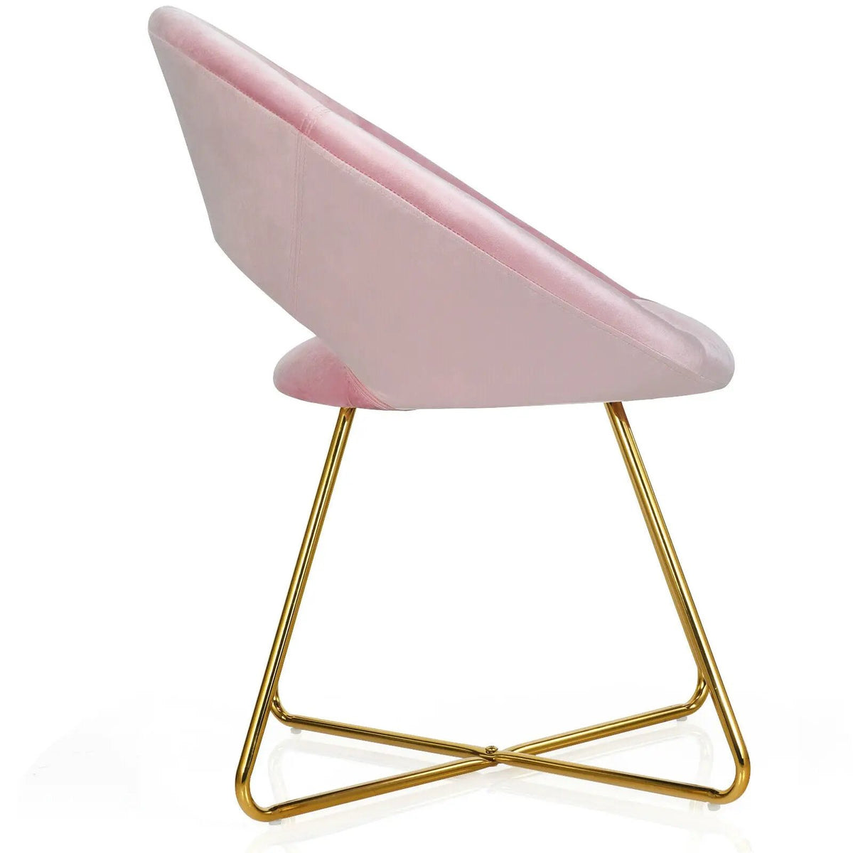 Modern Accent Velvet Dining Arm Chair with Golden Metal Legs and Soft Cushion by DirectDeals