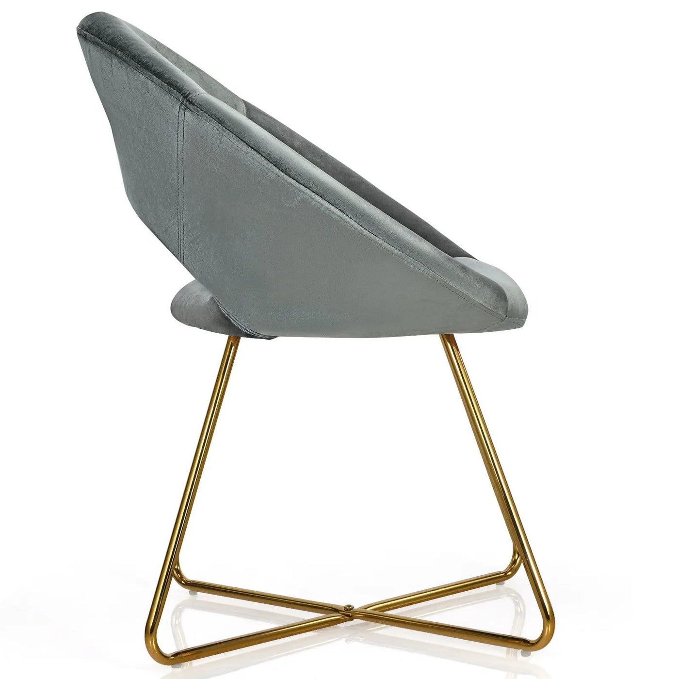 Modern Accent Velvet Dining Arm Chair with Golden Metal Legs and Soft Cushion by DirectDeals