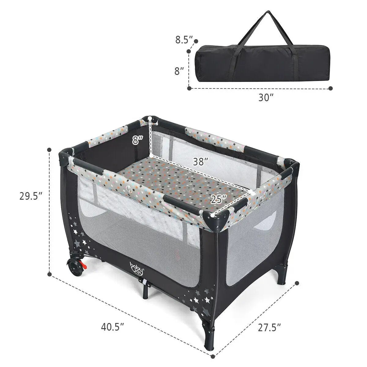 Portable Baby Playpen with Mattress Foldable Design by DirectDeals