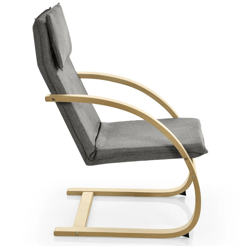 Modern Fabric Upholstered Bentwood Lounge Chair-Gray by DirectDeals