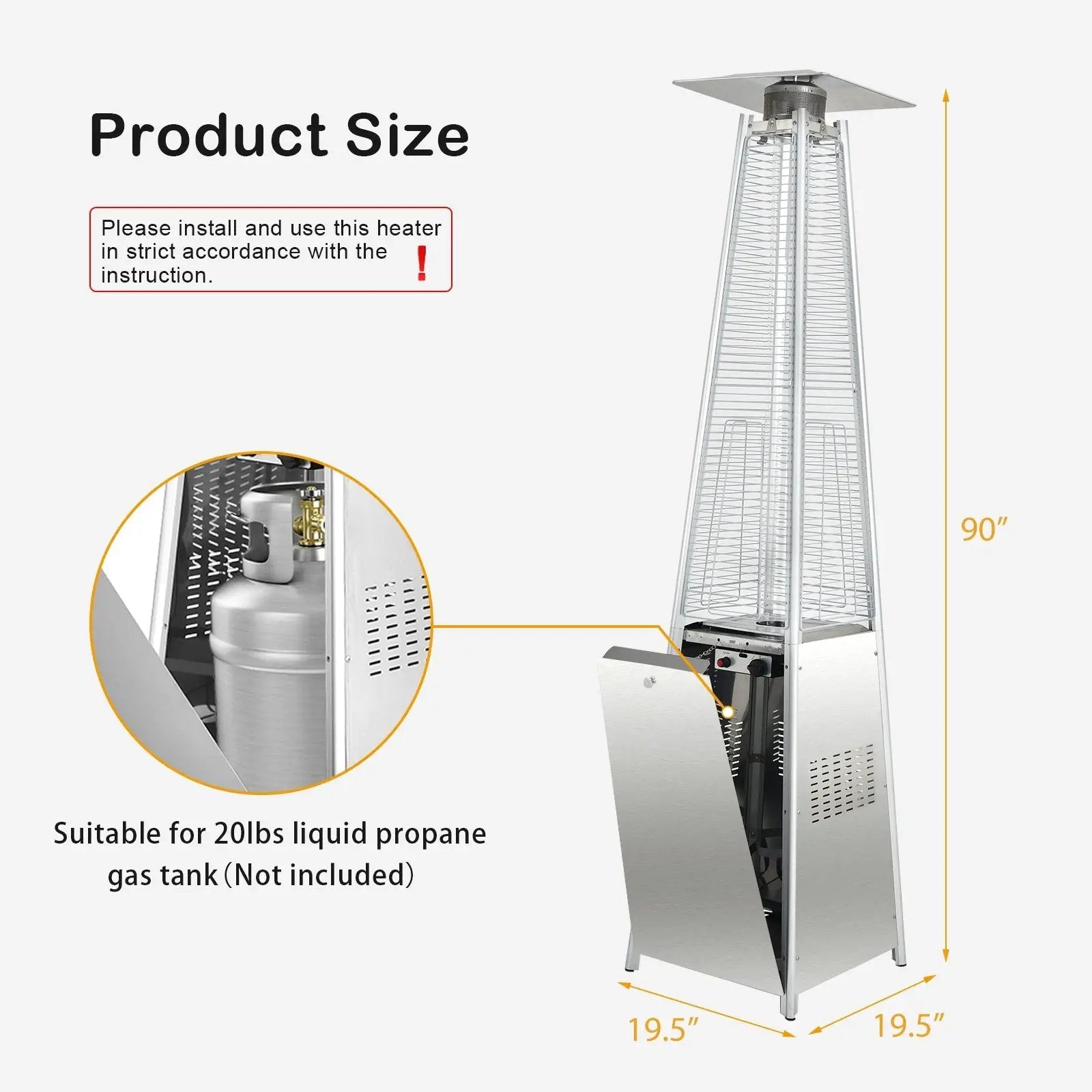 42000 BTU Pyramid Patio Heater with Wheels by DirectDeals