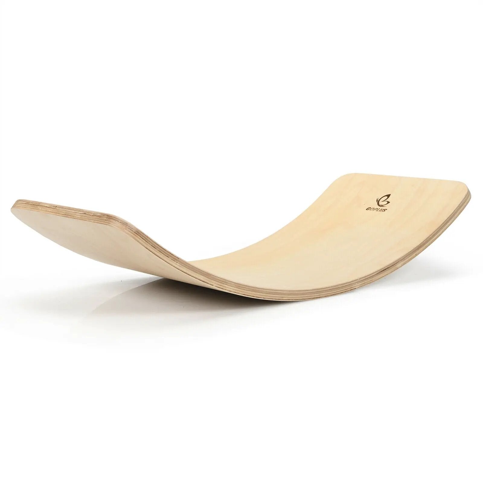 Wooden Wobble Balance Board Kids 35 Inch Rocker Yoga Curvy Board Toy with Felt Layer-Natural by DirectDeals