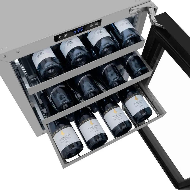 ZLINE 24" Touchstone Dual Zone 44 Bottle Wine Cooler Black Matte Glass Door RWDO-BLM-24 by Farmhouse Kitchen and Bath