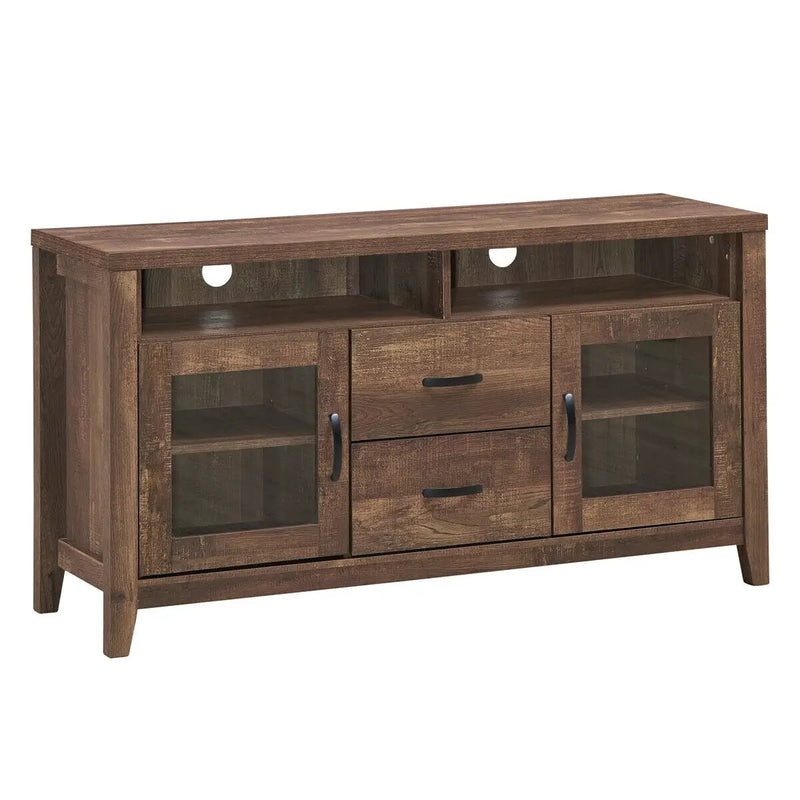Wooden Retro TV Stand with Drawers and Tempered Glass Doors by DirectDeals