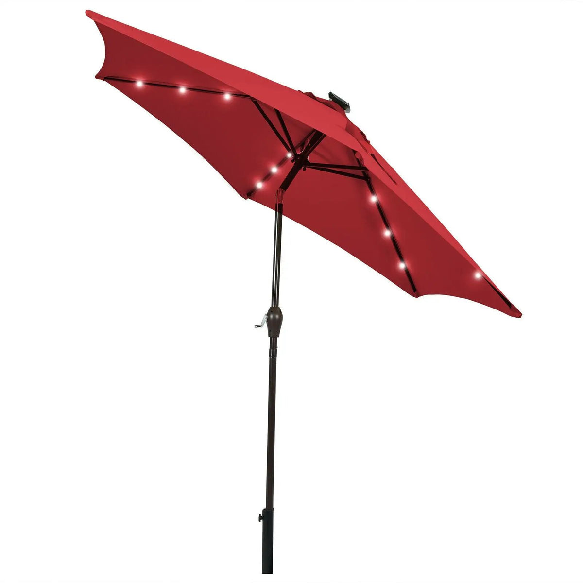 9 Feet Solar LED Lighted Patio Market Umbrella Tilt Adjustment Crank Lift by DirectDeals