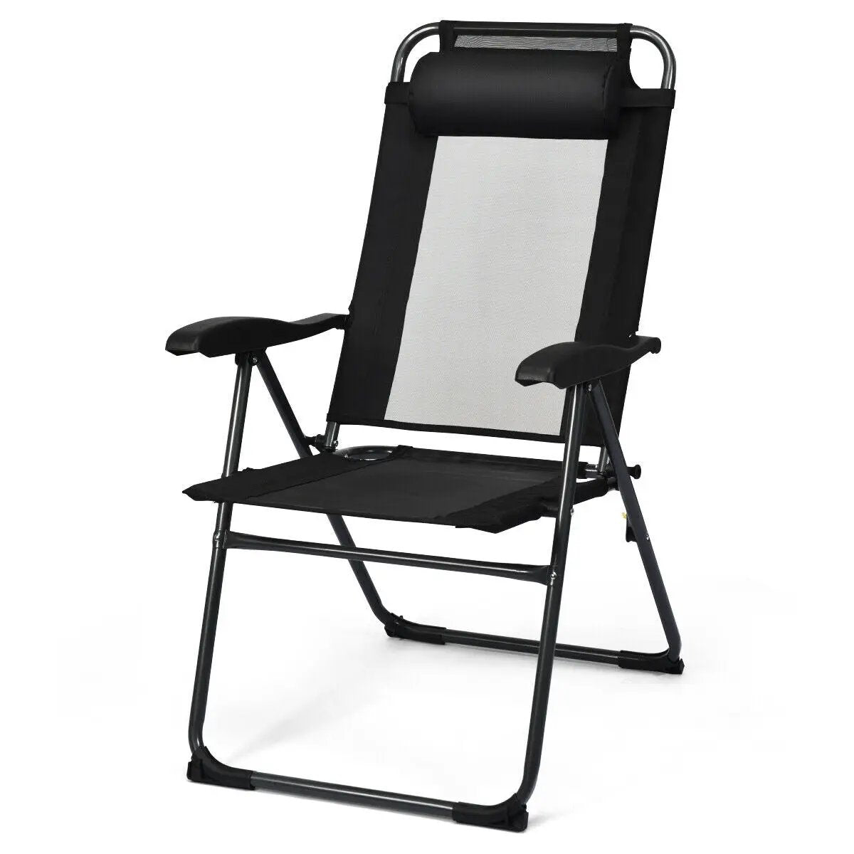 4 Pieces Patio Garden Adjustable Reclining Folding Chairs with Headrest by DirectDeals