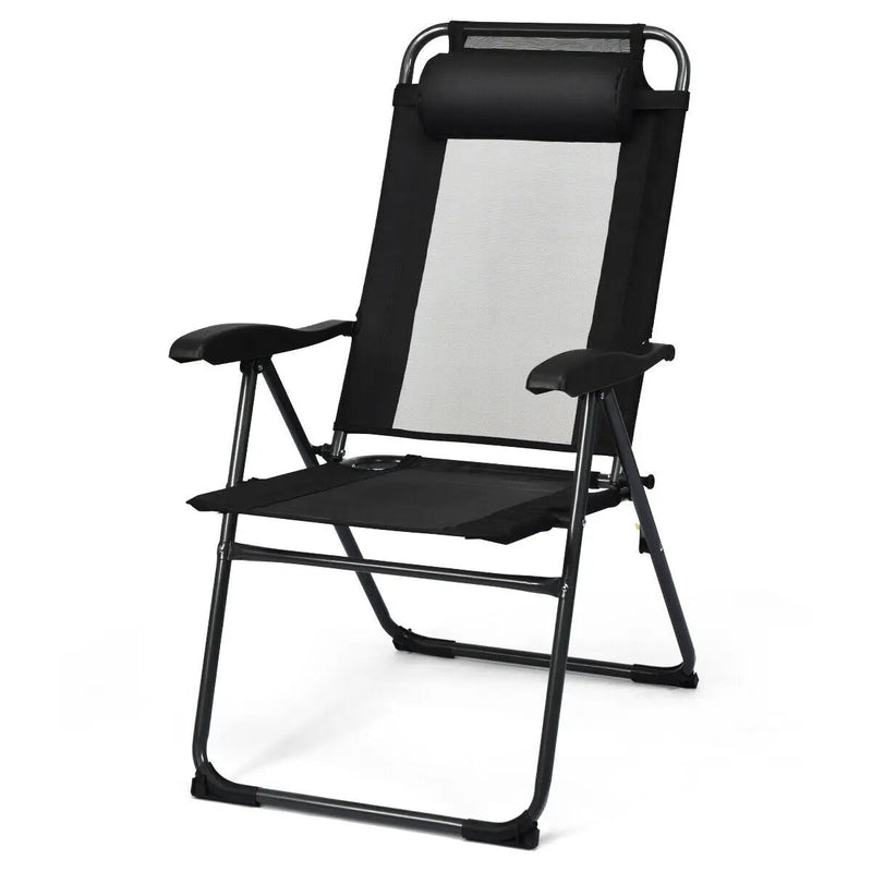 4 Pieces Patio Garden Adjustable Reclining Folding Chairs with Headrest by DirectDeals