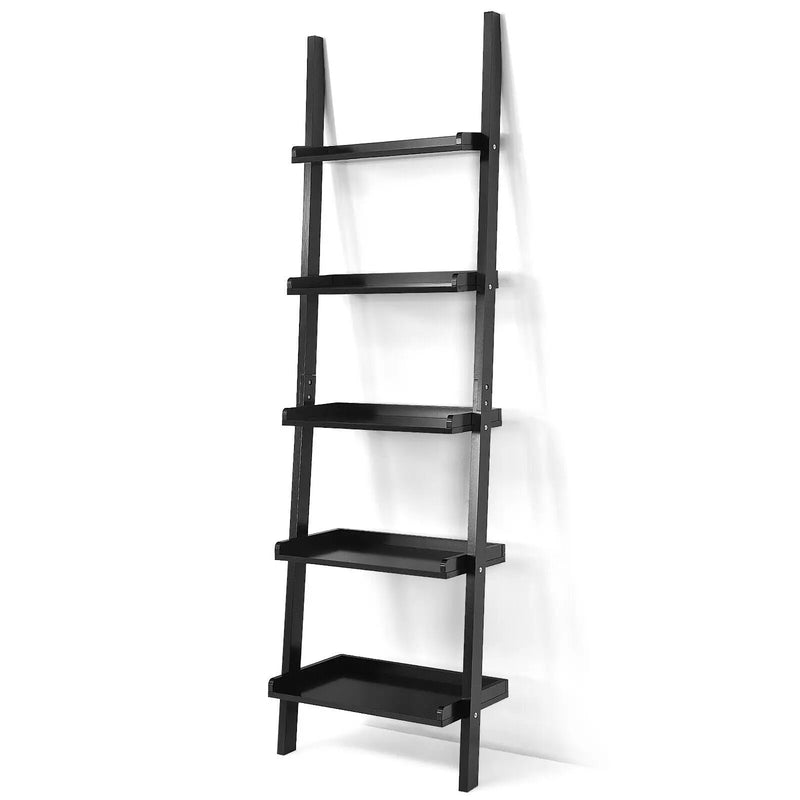 5-Tier Wall-leaning Ladder Shelf Display Rack for Plants and Books by DirectDeals