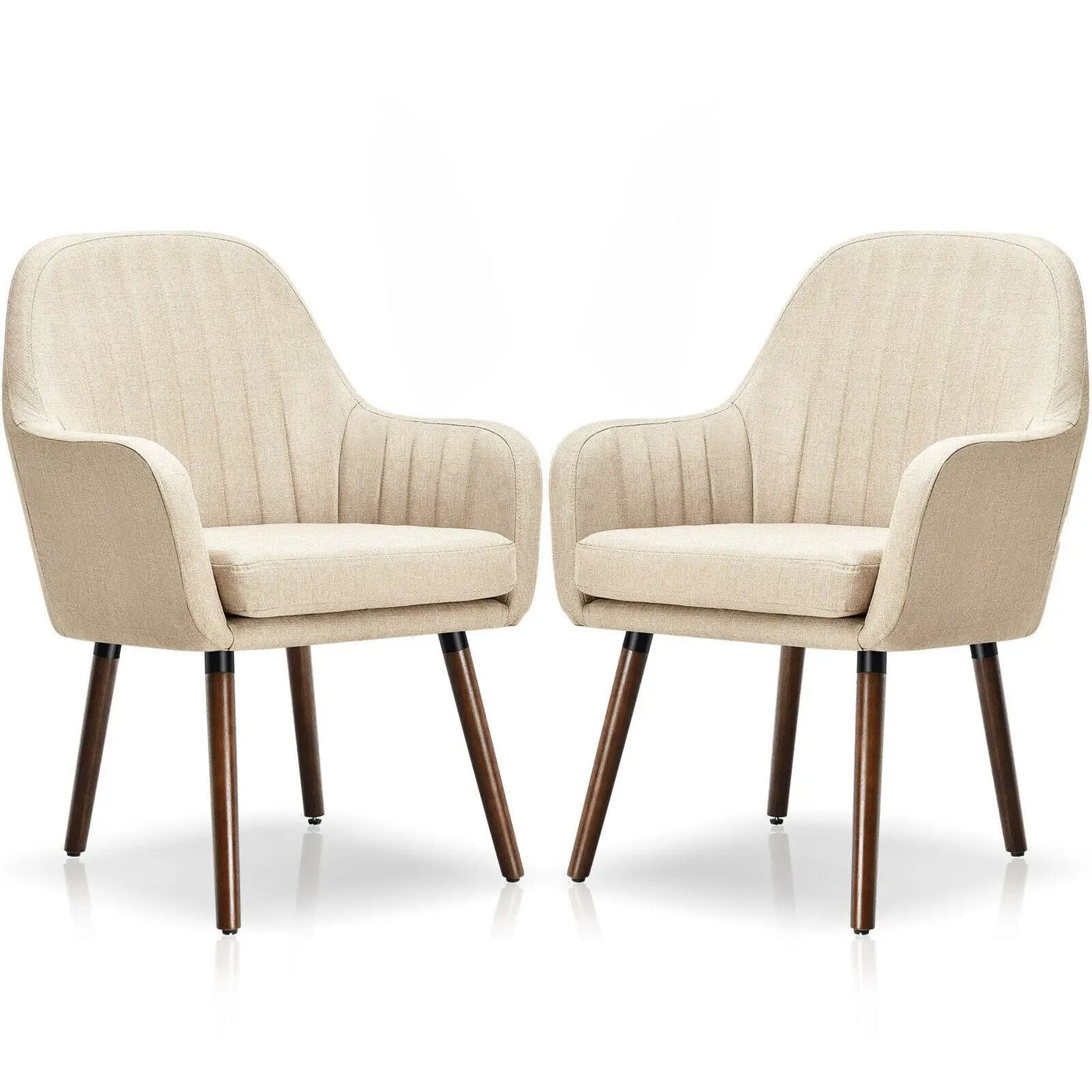 Set of 2 Fabric Upholstered Accent Chairs with Wooden Legs by DirectDeals