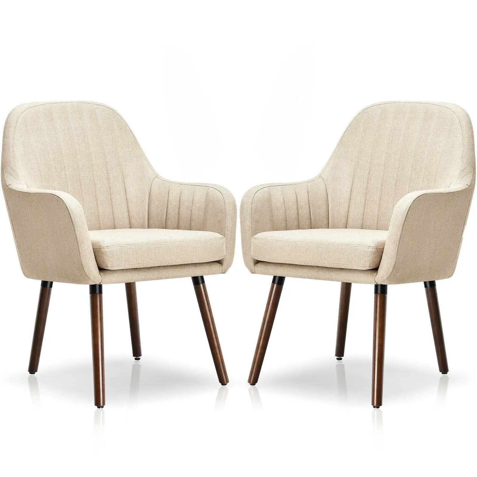 Set of 2 Fabric Upholstered Accent Chairs with Wooden Legs by DirectDeals