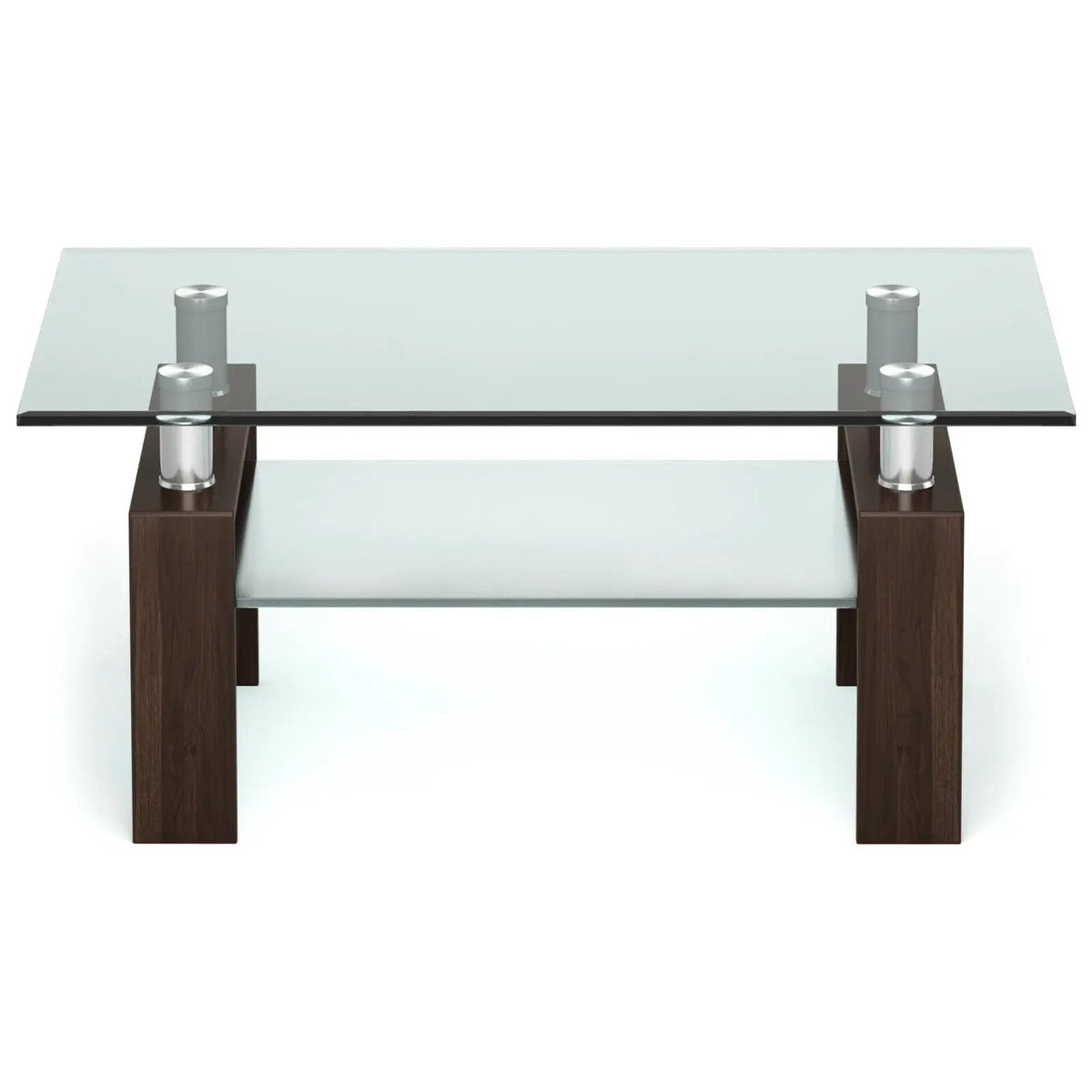 Rectangle Glass Coffee Table with Metal Legs for Living Room by DirectDeals
