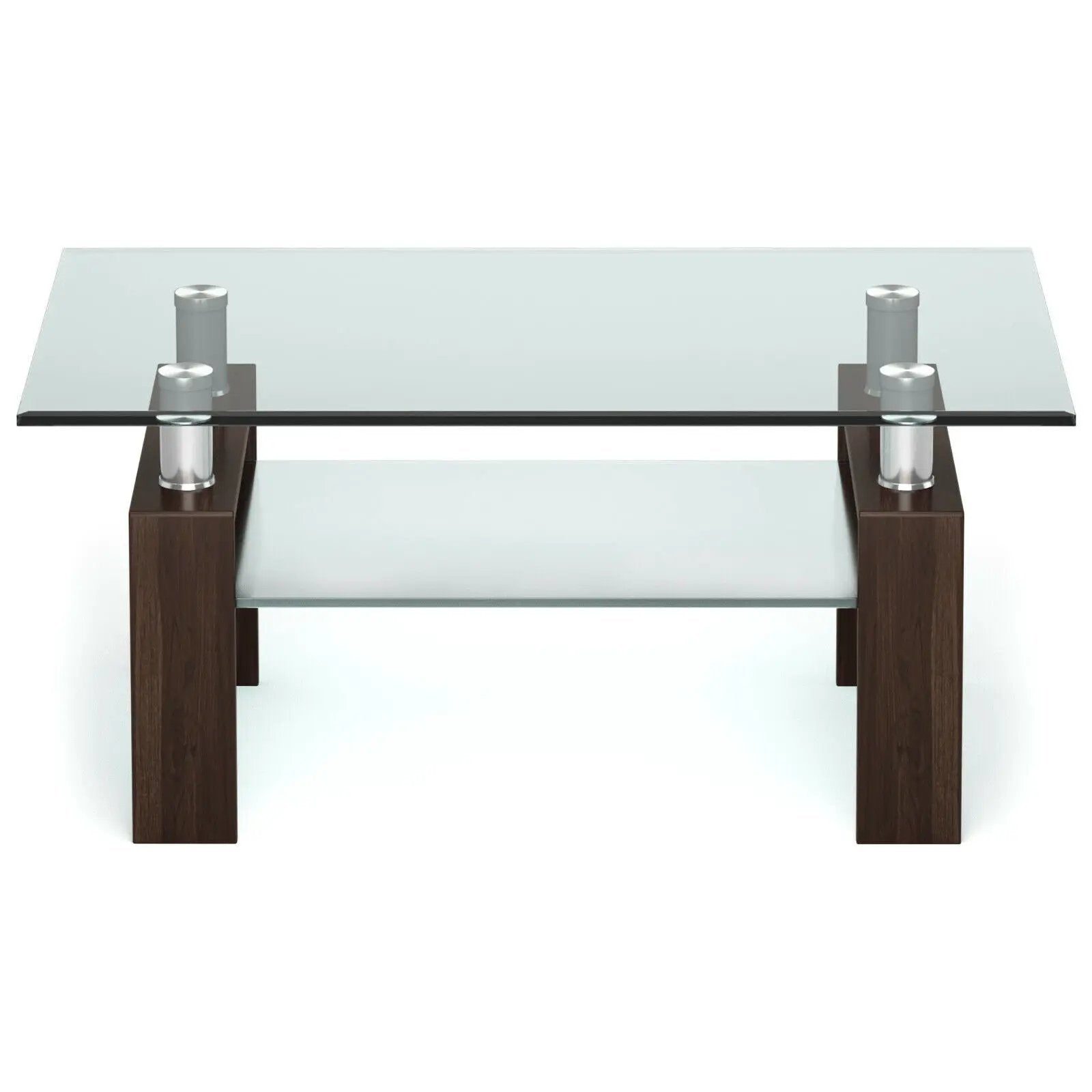 Rectangle Glass Coffee Table with Metal Legs for Living Room by DirectDeals
