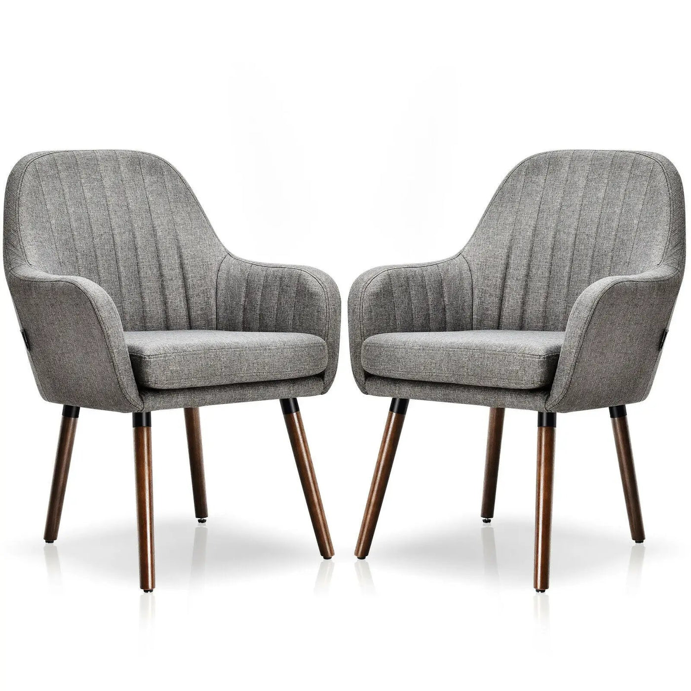 Set of 2 Fabric Upholstered Accent Chairs with Wooden Legs by DirectDeals