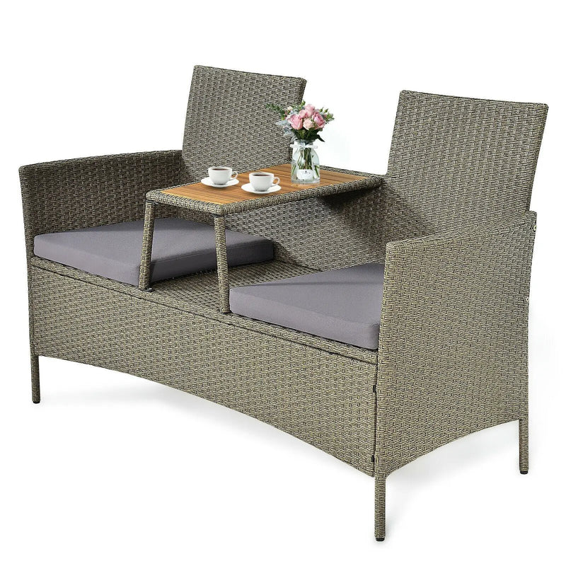 2-Person Patio Rattan Conversation Furniture Set with Coffee Table by DirectDeals