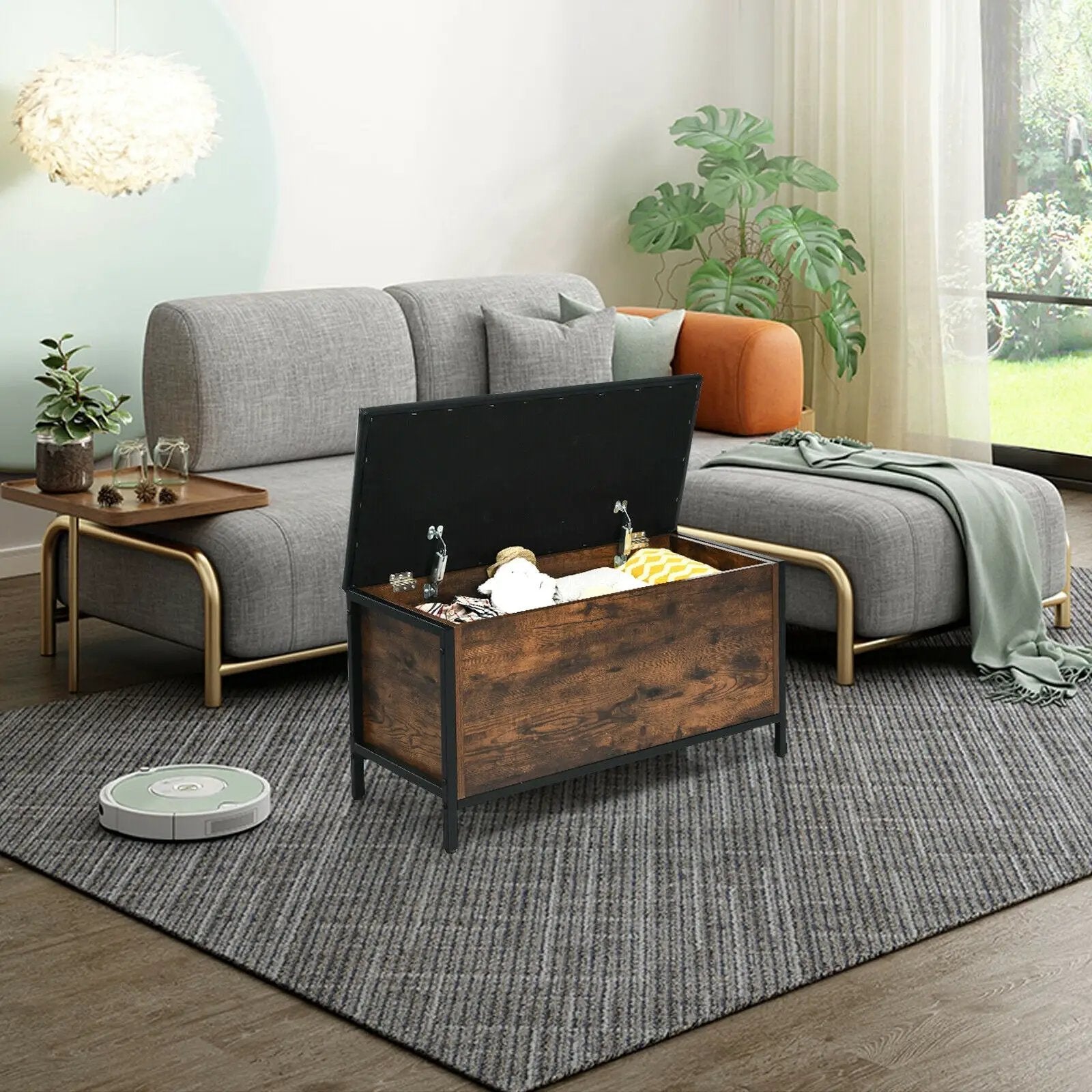 Entryway Flip Top Ottoman Stool with Padded Seat by DirectDeals