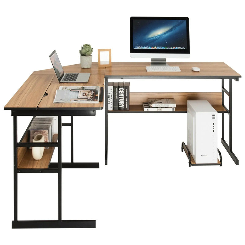 L-Shaped Computer Desk with Tiltable Tabletop by DirectDeals