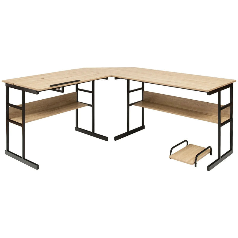 L-Shaped Computer Desk with Tiltable Tabletop by DirectDeals