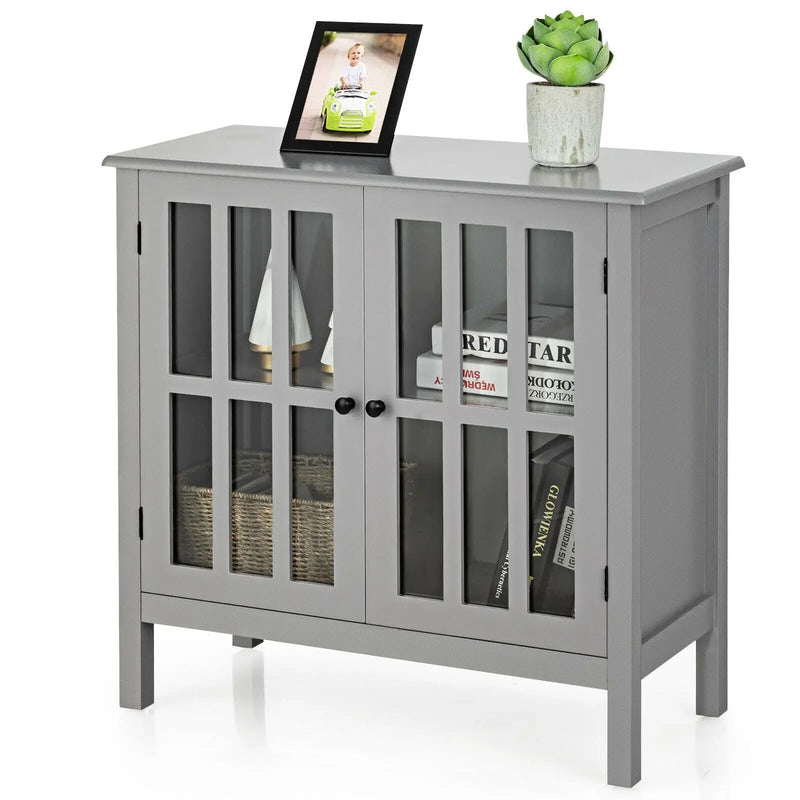 Glass Door Sideboard Console Storage Buffet Cabinet by DirectDeals