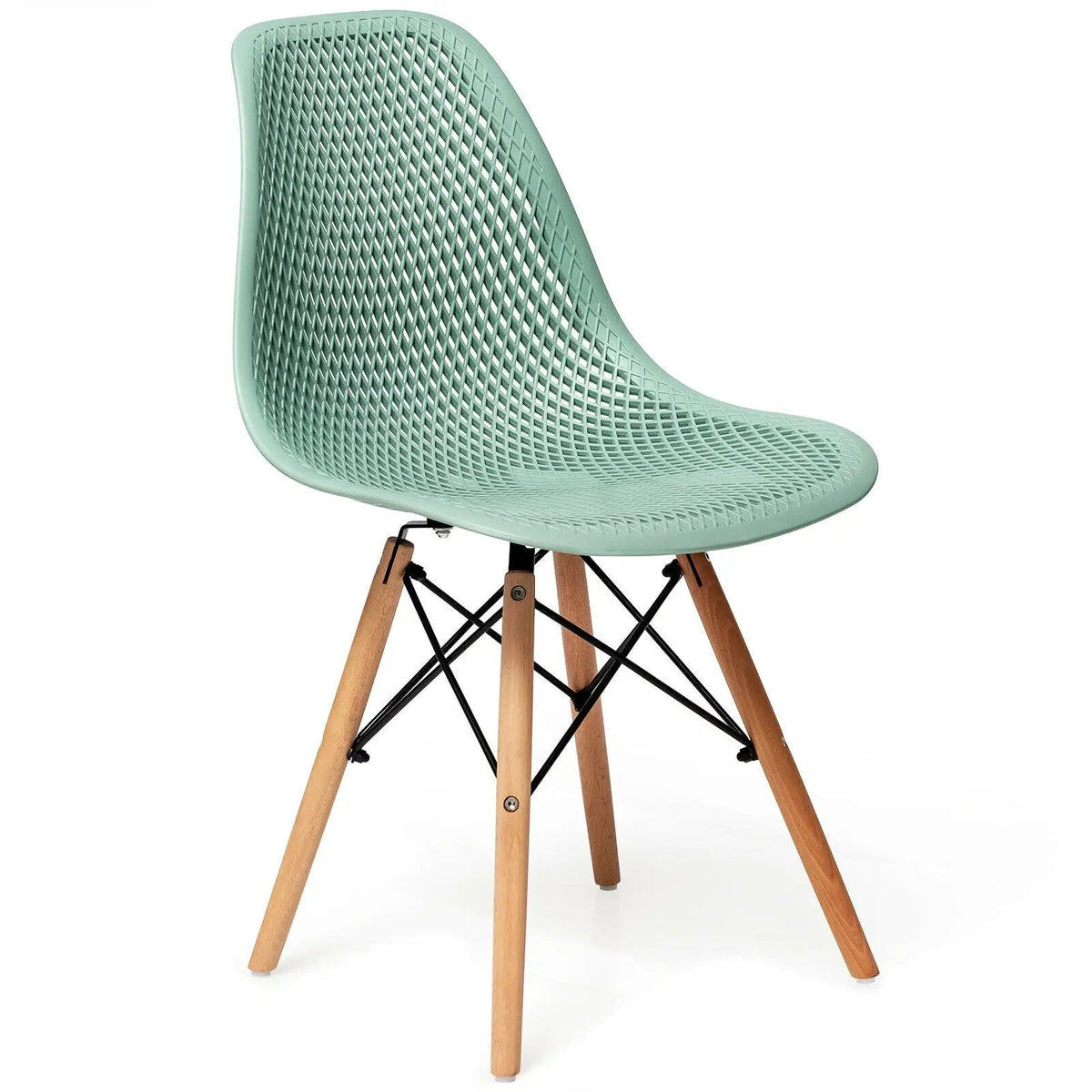 2 Pcs Modern Plastic Hollow Chair Set with Wood Leg by DirectDeals