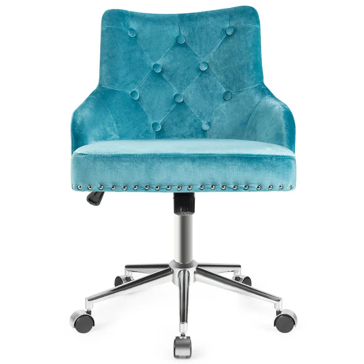 Tufted Upholstered Swivel Computer Desk Chair with Nailed Tri by DirectDeals