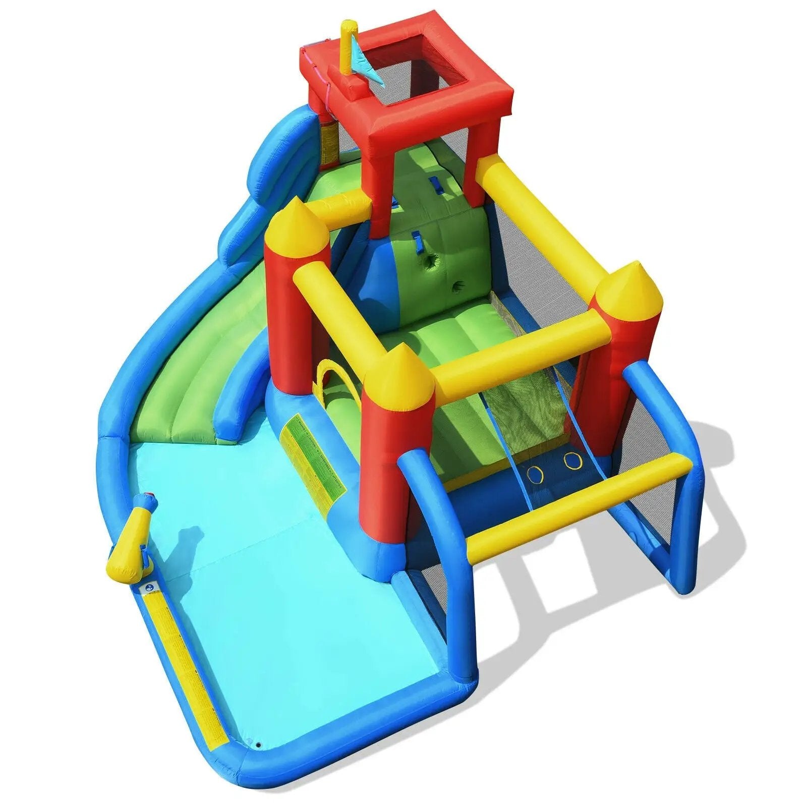 Inflatable Bouncer Bounce House with Water Slide Splash Pool without Blower by DirectDeals