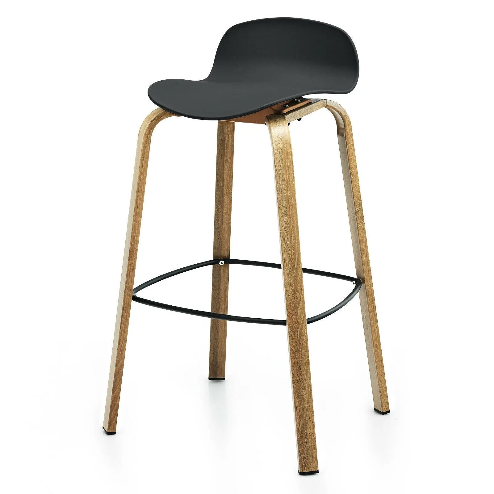 Set of 2 Modern Barstools Pub Chairs with Low Back and Metal Legs by DirectDeals