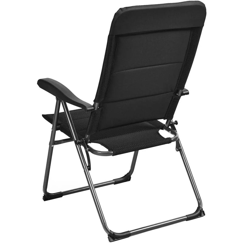 Set of 4 Patio Folding Chairs with Adjustable Backrest-Black by DirectDeals