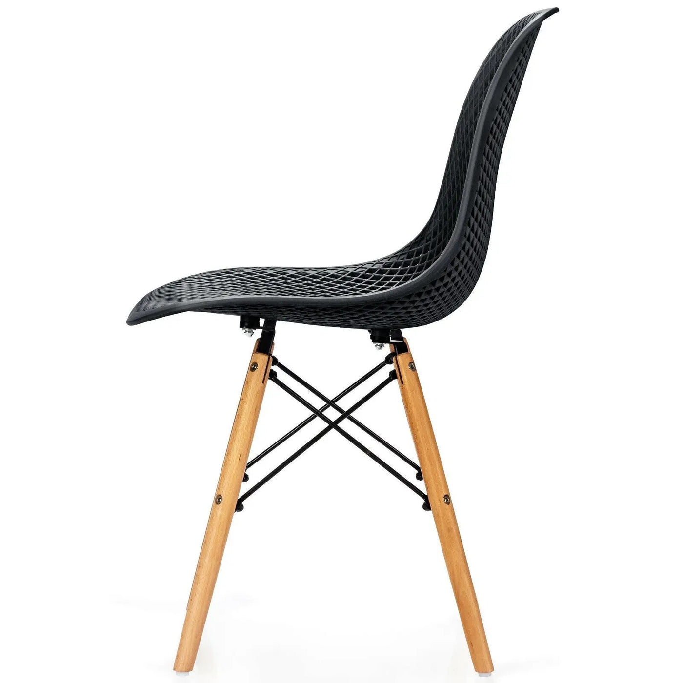 4 Pieces Modern Plastic Hollow Chair Set with Wood Leg by DirectDeals
