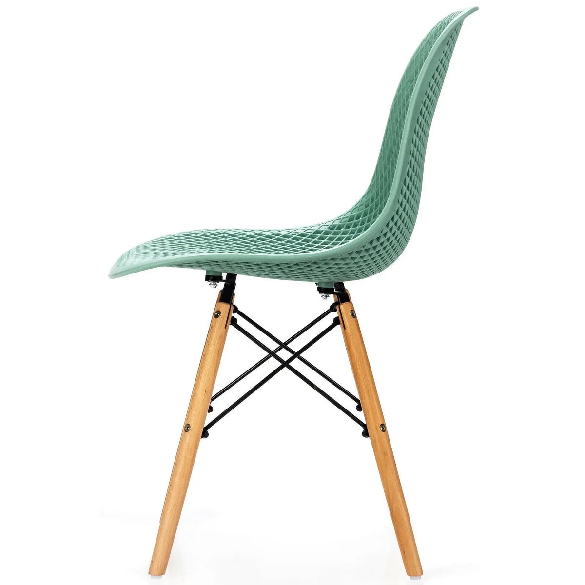 4 Pieces Modern Plastic Hollow Chair Set with Wood Leg by DirectDeals