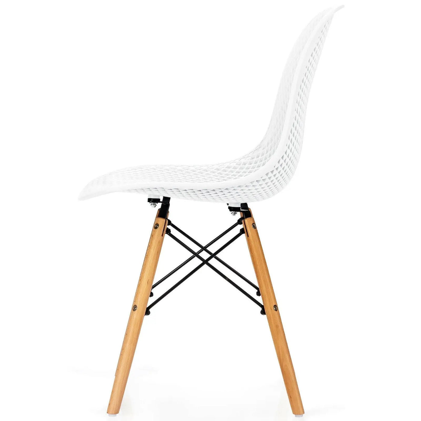 4 Pieces Modern Plastic Hollow Chair Set with Wood Leg by DirectDeals