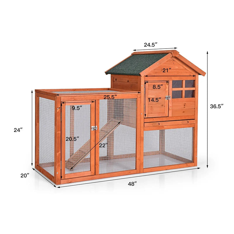 Outdoor Wooden Rabbit hutch-Natural by DirectDeals