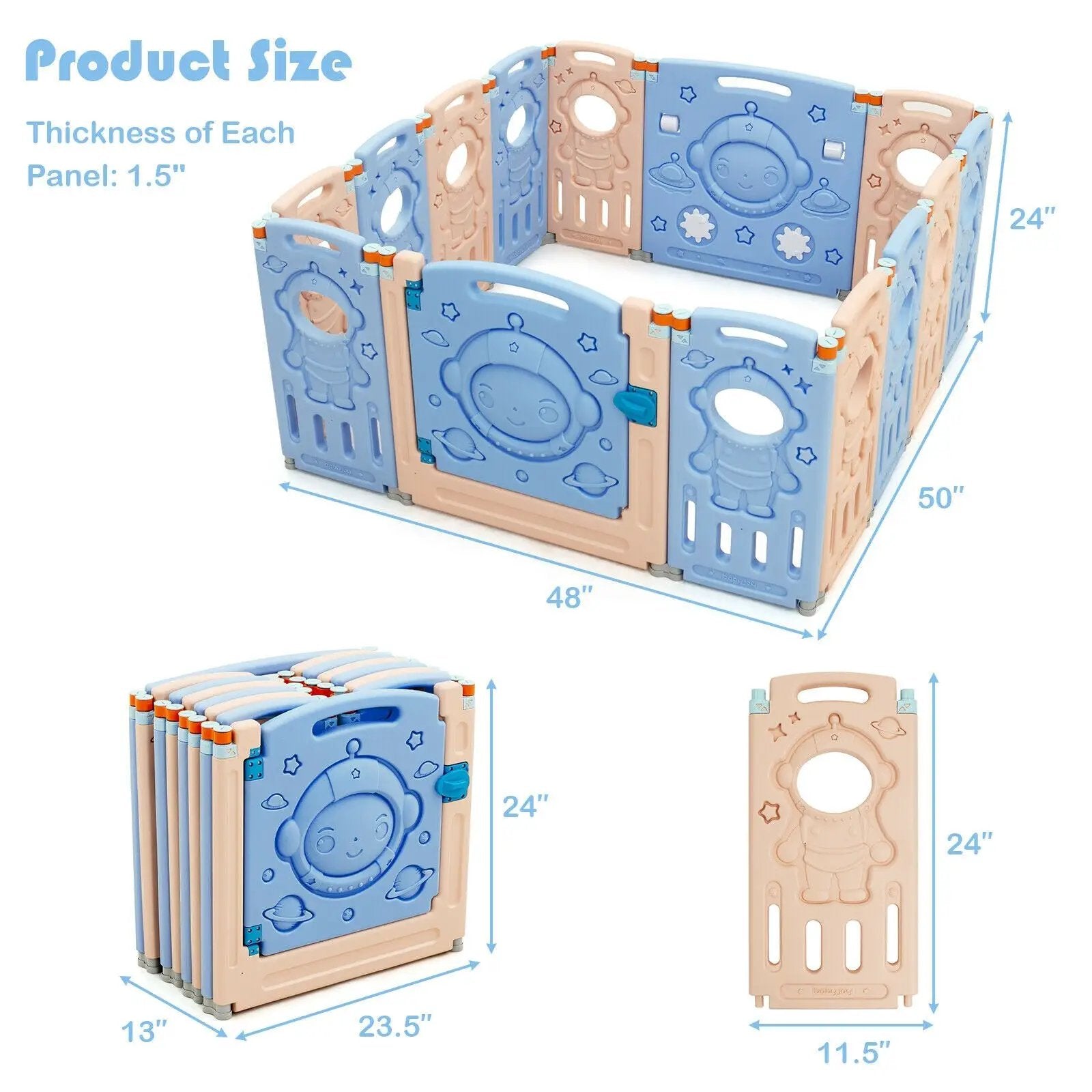 18-Panel Foldable Baby Playpen Kids Activity Center with Lockable Door by DirectDeals