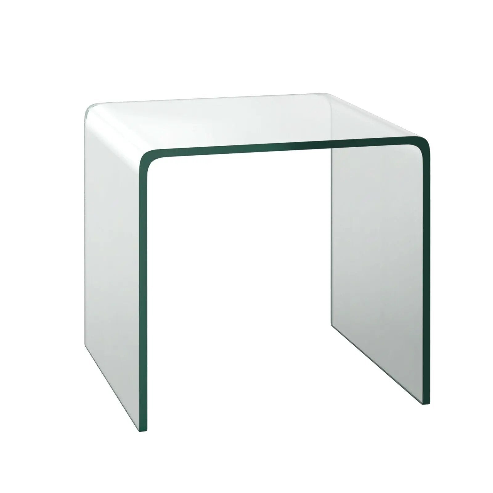 18 x 18 x 16 Inch Tempered Waterfall End Table with non-Slip Pad by DirectDeals