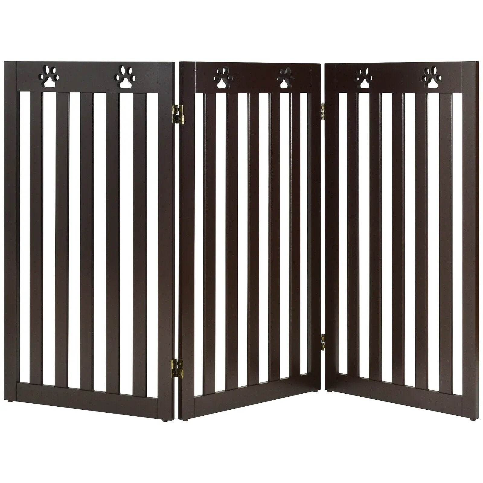 36 Inch Folding Wooden Freestanding Pet Gate Dog Gate with 360° Flexible Hinge by DirectDeals