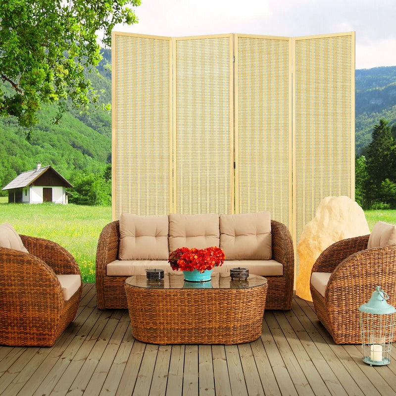 6 ft 4 Panel Portable Folding Room Divider Screen-Natural by DirectDeals