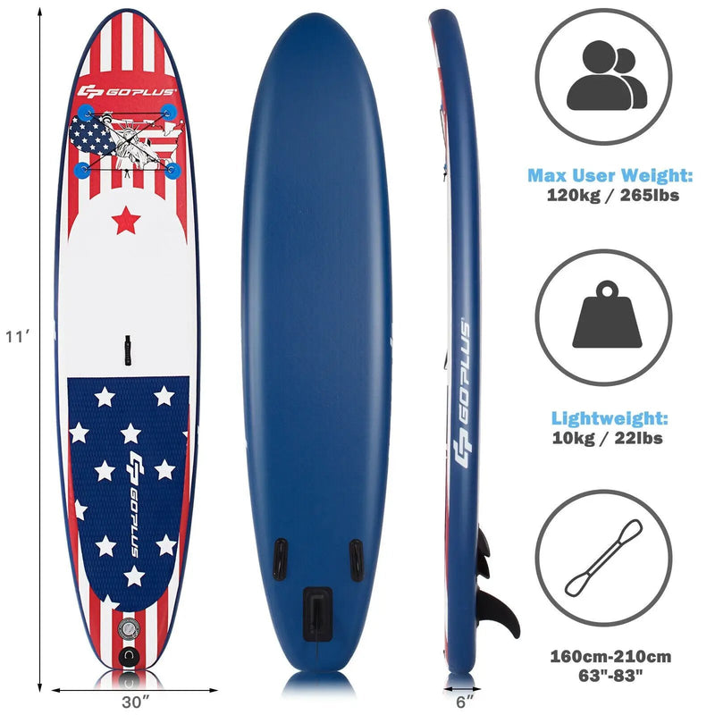 11 Feet Inflatable Stand up Paddle Board with 3 Fins Thruster by DirectDeals