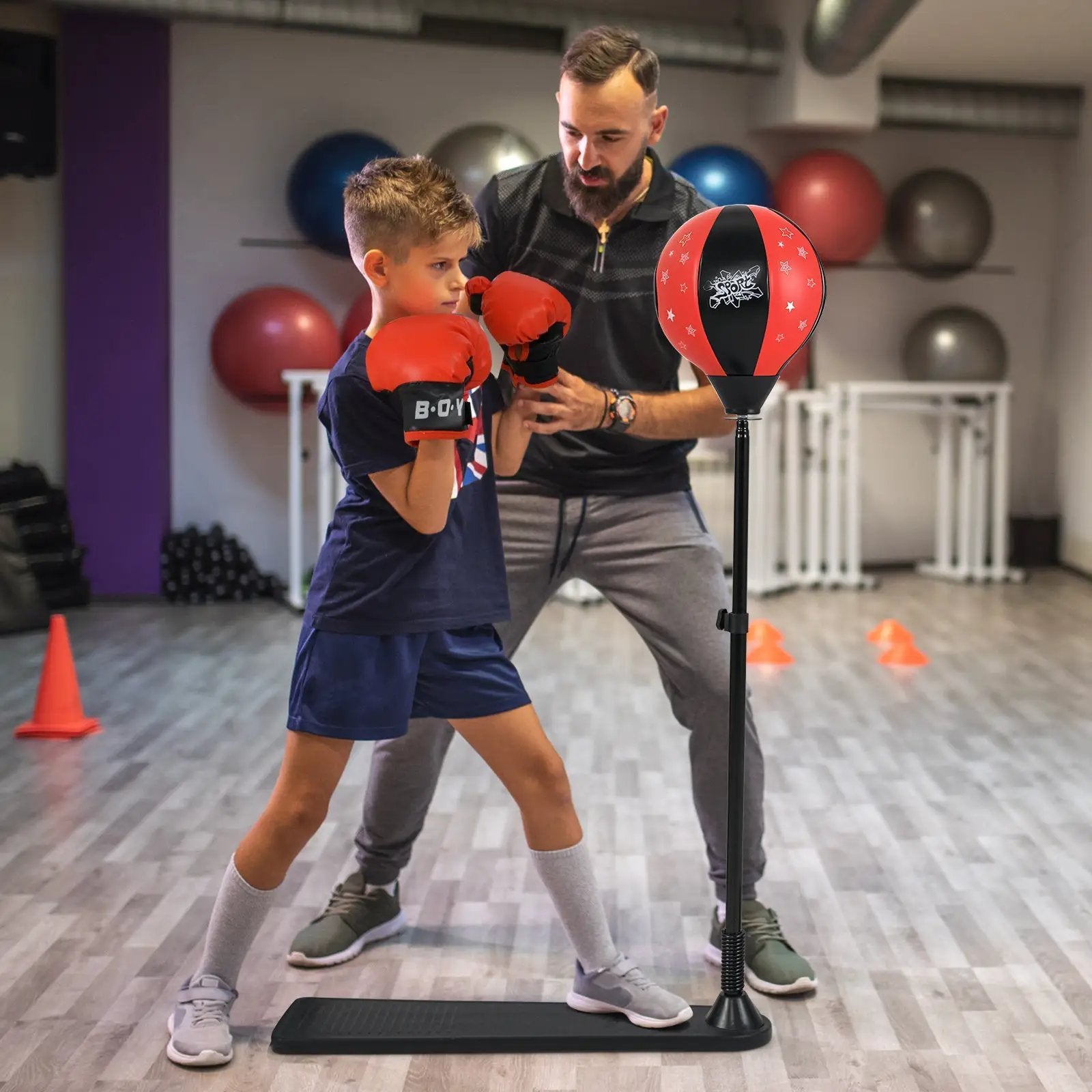Kids Punching Bag with Adjustable Stand and Boxing Gloves by DirectDeals
