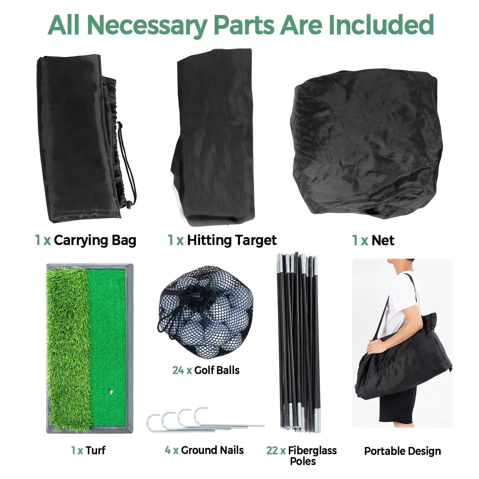 3-in-1 Portable 10 Feet Golf Practice Set by DirectDeals