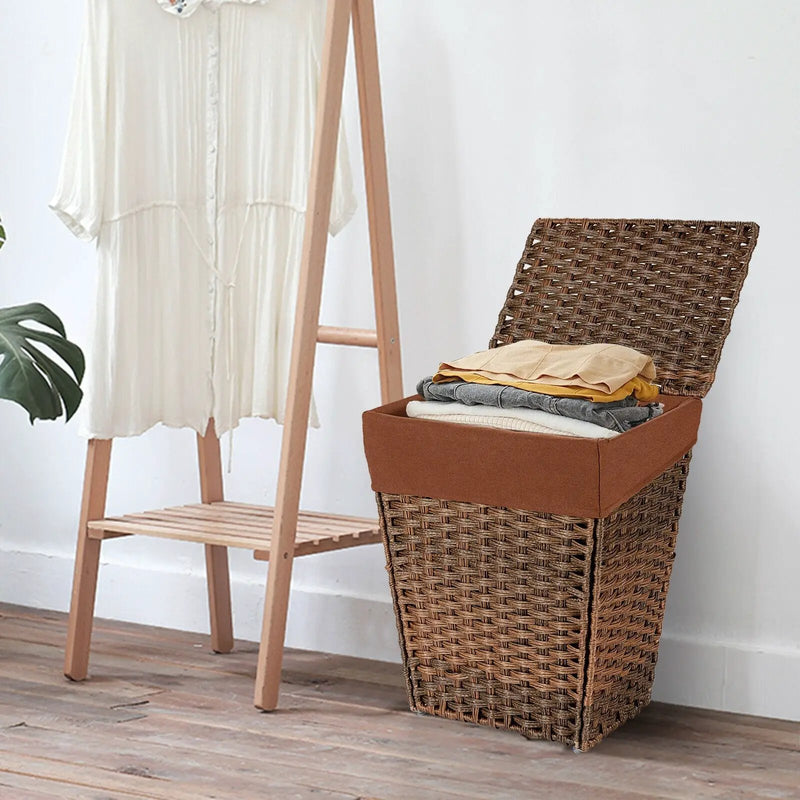 Foldable Handwoven Laundry Hamper with Removable Liner by DirectDeals