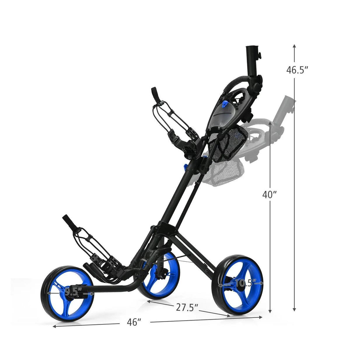 Folding 3 Wheels Golf Push Cart with Brake Scoreboard Adjustable Handle by DirectDeals