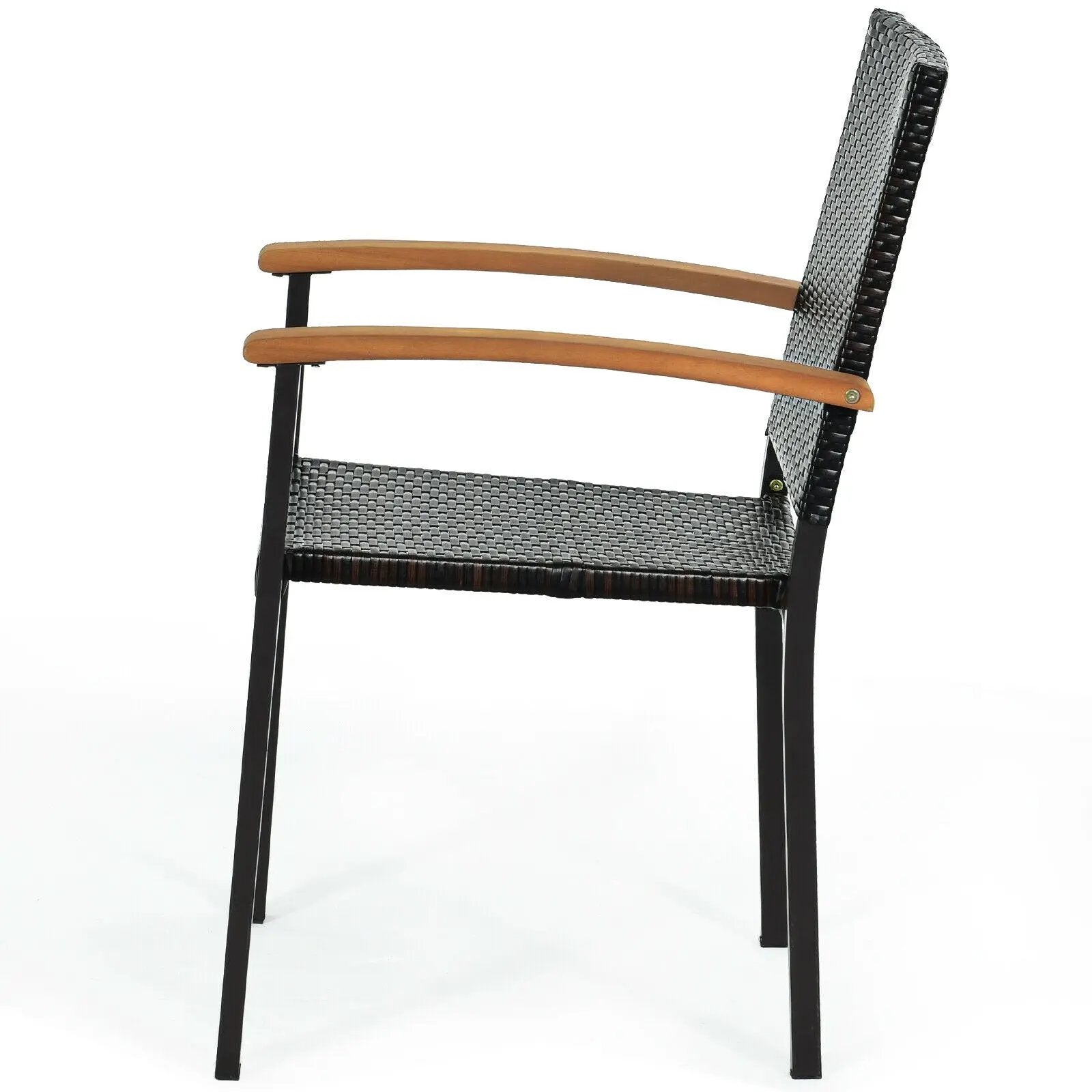 Set of 4 Outdoor Patio PE Rattan Dining Chairs with Powder-coated Steel Frame by DirectDeals