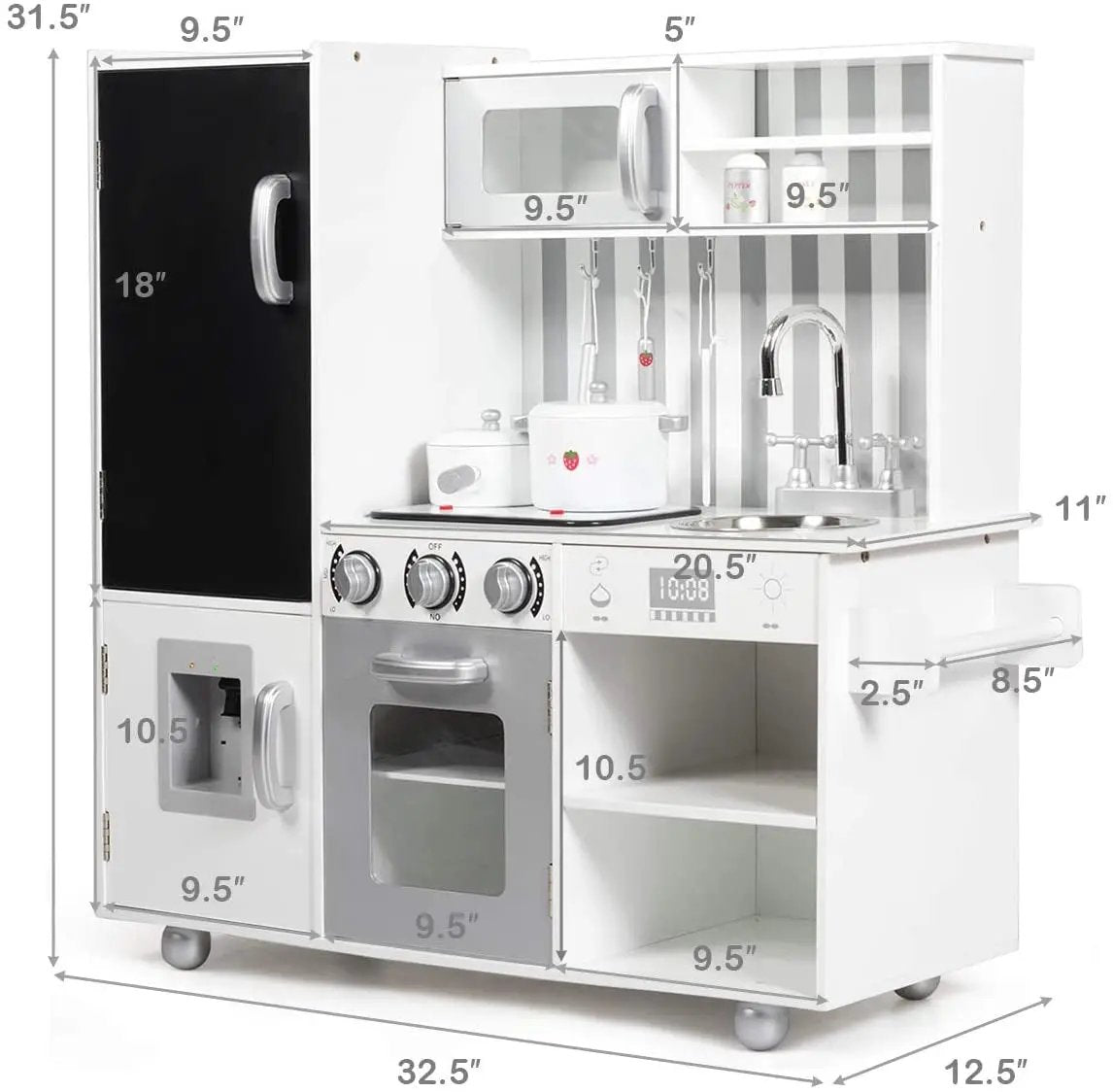 Wooden Pretend Play Kitchen Sets with Simulated Sound by DirectDeals